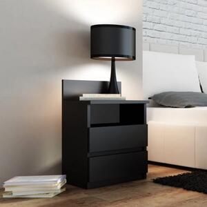 Comodino moderno 2 cassetti 40xH59 nero Henry