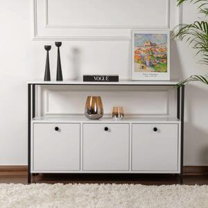 Credenza madia moderna 120xH77 cm 3 ribalte bianco nero Arkos