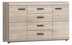 Credenza madia moderna 120xH87 2 ante 4 cassetti rovere chiaro Nature