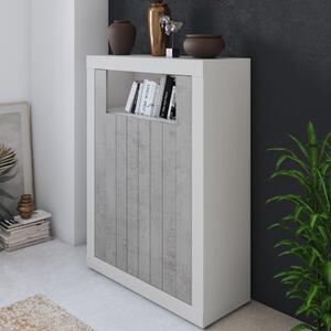 Credenza madia alta moderna cubotto 2 ante 105xH143 bianco cemento Pesaro