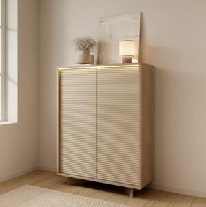 Credenza madia alta soggiorno 2 ante led 104xH138 rovere tortora Bolivia