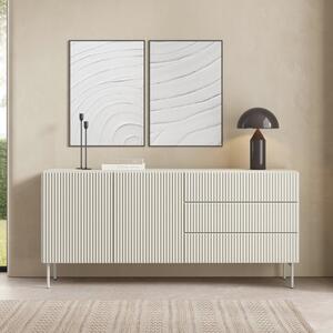 Credenza madia moderna 2 ante 3 cassetti 177xH81 design beige Freya