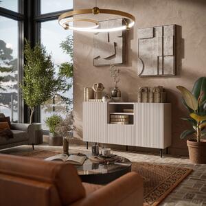 Credenza madia moderna 150xH84 cm 3 ante beige nero Lima