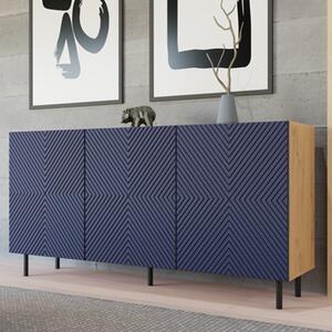 Credenza madia moderna 150xH78 3 ante rovere blu Cloe