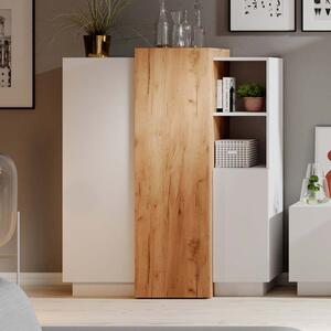 Credenza madia moderna 110x134 3 ante 2 vani giorno rovere bianco Tom