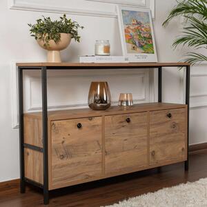 Credenza madia moderna 120xH77 cm 3 ribalte noce nero Arkos