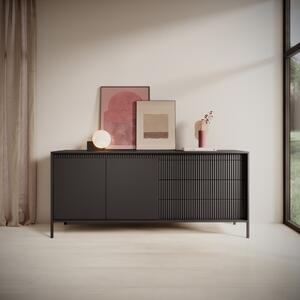 Credenza madia moderna 2 ante 3 cassetti 187xH81 nero Fedra