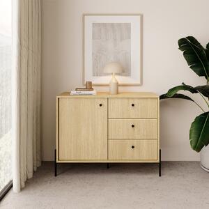 Credenza madia moderna 107x81 3 cassetti 1 anta rovere nero Nordika