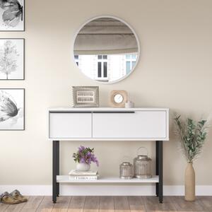 Consolle ingresso moderna mobile specchio 100xH76 cm 2 ribalte bianco Kenzo