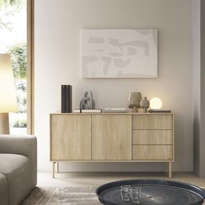 Credenza madia moderna 2 ante 3 cassetti 153xH80 design rovere Natural
