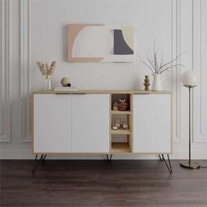 Credenza madia moderna 142xH83 3 ante 3 vani rovere bianco Demetra