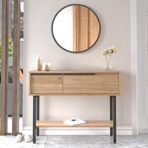 Consolle ingresso moderna mobile specchio 100xH76 cm 2 ribalte rovere Kenzo