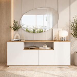 Credenza madia moderna 180xH75 cm 4 ante bianco rovere Eliot