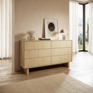 Credenza madia soggiorno moderna 6 cassetti 183xH83 rovere Stella