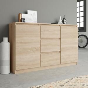 Credenza madia moderna 120xH75 2 ante 3 cassetti rovere Emily