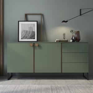 Credenza madia moderna 2 ante 3 cassetti 184xH86 verde quercia Icon