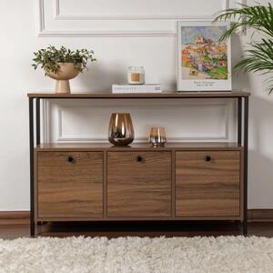Credenza madia moderna 120xH77 cm 3 ribalte nero noce Arkos