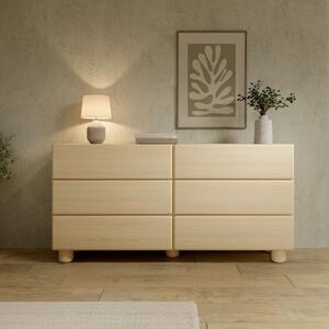 Credenza madia comò moderna soggiorno 6 cassetti 160xH80 rovere Geva