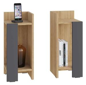 Coppia comodini moderni design set 25xH60 rovere antracite Lorn