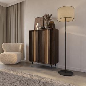 Credenza madia alta moderna soggiorno 2 ante led 93xH125 rovere scuro nero Gaia