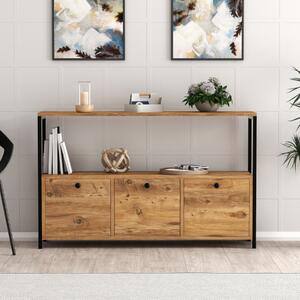 Credenza madia moderna 120xH75 cm 3 ribalte rovere nero Arkos