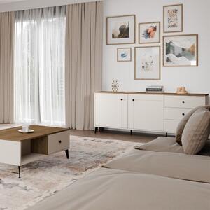 Credenza madia moderna 2 ante 3 cassetti 183,5xH75,5 rovere beige Milly