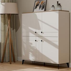 Credenza madia contenitore moderno 4 ante 123,5xH135,5 rovere beige Milly