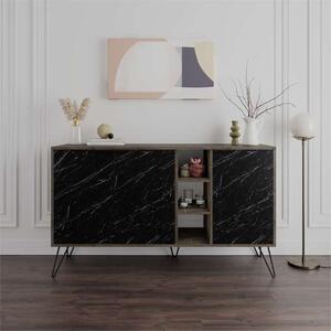 Credenza madia moderna 142xH83 3 ante 3 vani marrone marmo nero Demetra