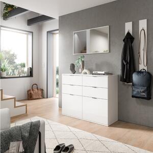Credenza madia moderna 120xH85 4 cassetti 2 ante bianco lucido Olly