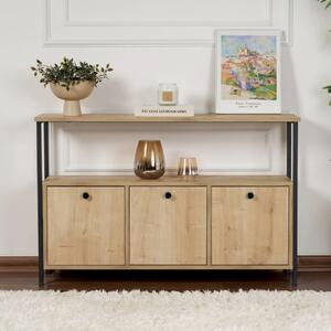 Credenza madia moderna 120xH77 cm 3 ribalte rovere nero Arkos