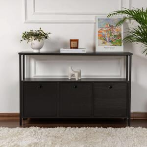 Credenza madia moderna 120xH77 cm 3 ribalte nero Arkos
