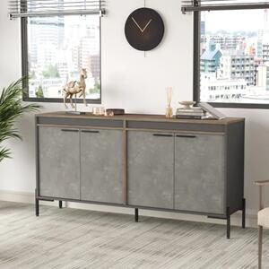 Credenza madia moderna design 184xH92 cm rovere scuro antracite ossido Office