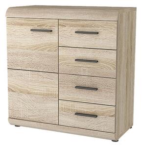 Credenza madia moderna 80xH87 1 anta 4 cassetti rovere chiaro Nature