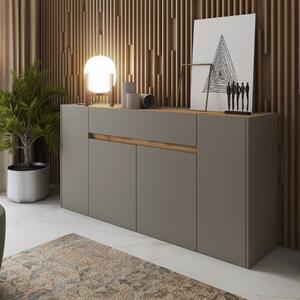 Credenza madia moderna 4 ante 1 cassetto 170xH85 grigio grafite rovere Vila