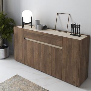 Credenza madia moderna 4 ante 1 cassetto 170xH85 noce travertino Vila