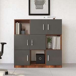 Credenza madia moderna libreria 120xH122 cm rovere scuro antracite Task