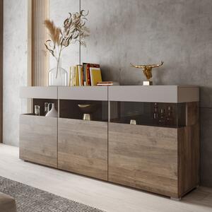 Credenza madia moderna 3 ante 180xH80 noce beige cashmere Vireo