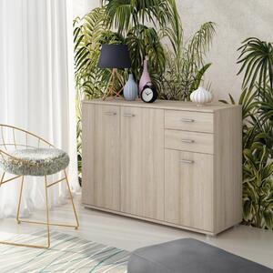 Credenza madia moderna 3 ante 2 cassetti 103xH74 rovere Gino