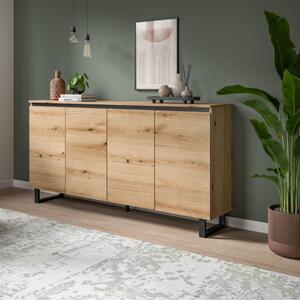 Credenza madia moderna 4 ante design 160xH84 rovere Edena