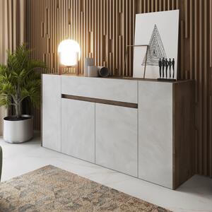 Credenza madia moderna 4 ante 1 cassetto 170xH85 noce bianco spatolato Vila