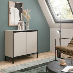 Credenza madia moderna 2 ante design 92xH83 beige nero Edena