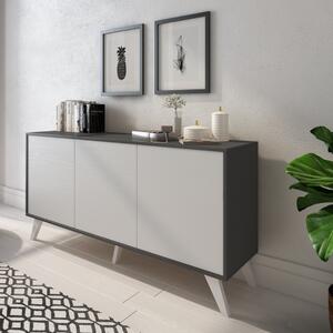 Credenza madia moderna 3 ante 154xH72 antracite bianco rovere Solen