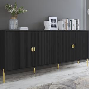Credenza madia moderna 4 ante 203xH87 nero oro Varo