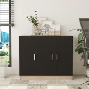 Credenza madia moderna 3 ante design 89xH74 cm rovere nero Task