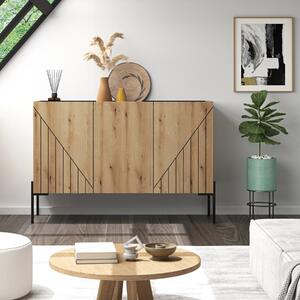Credenza madia moderna 3 ante design 120xH91 rovere nero Auralis