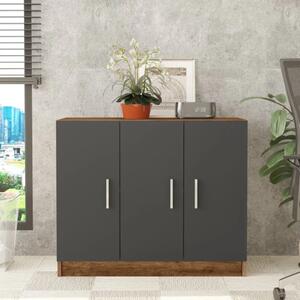 Credenza madia moderna 3 ante design 89xH74 cm rovere scuro antracite Task