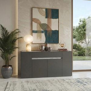 Credenza madia moderna 4 ante 1 cassetto 170xH85 antracite marmo Vila