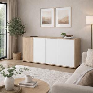 Credenza madia moderna 4 ante 184xH83 rovere bianco Vona