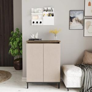 Credenza madia moderna mobile multiuso 60xH86 cm 2 ante visone beige Elias