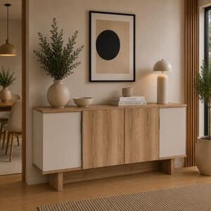 Credenza madia moderna 4 ante design 180xH81 cm noce sabbia Lornex